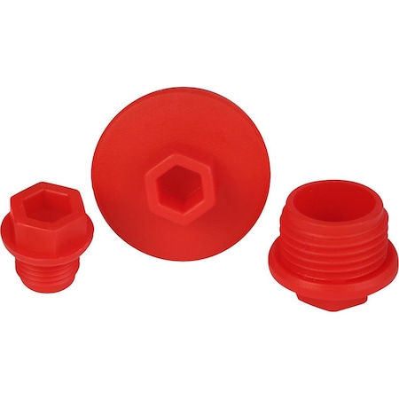 Screw Plug, 21 Mm Dia, Red, Elastomer